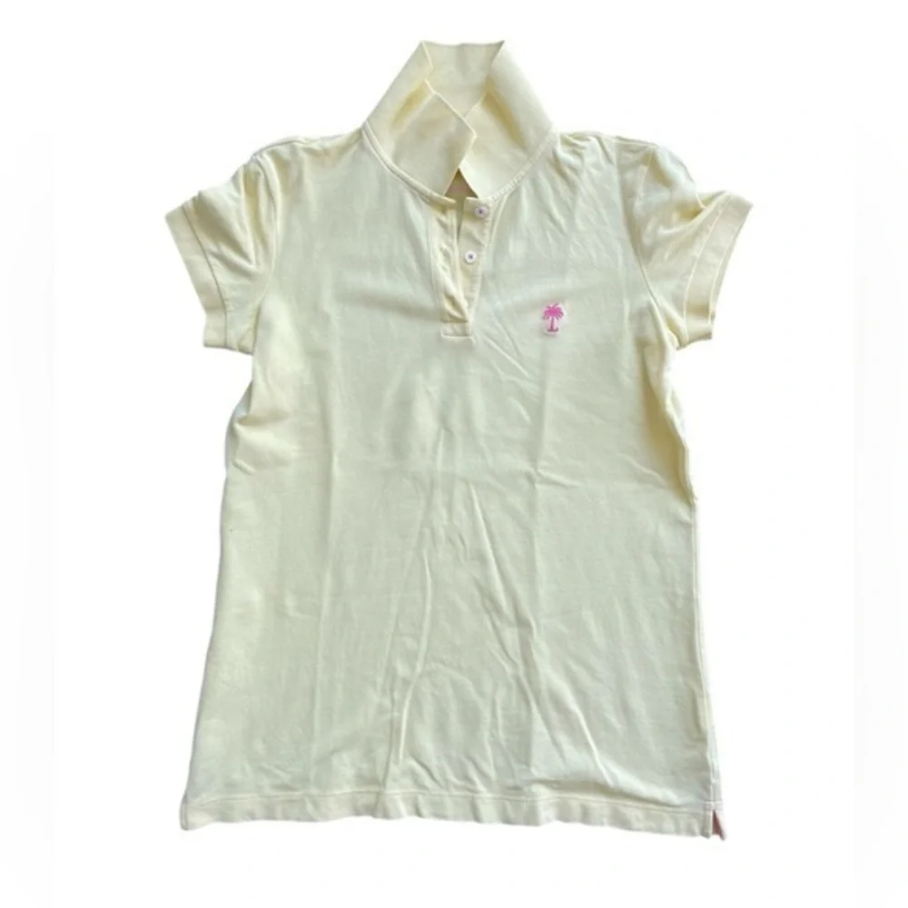 LILLY PULITZER Island Polo Yellow Pink Short Sleeve Preppy Shirt Size Small - Picture 4 of 8